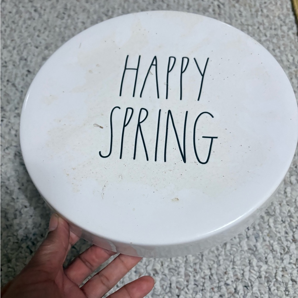 White 'Happy Spring' Round Sign